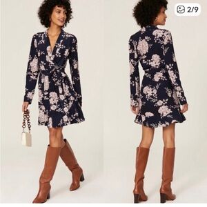 Marissa Webb Navy Floral Wrap Dress